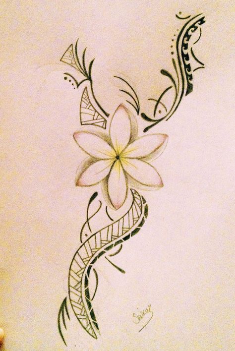 hawaiian! Love Love Looooove! Pua Flower Tattoo, Hawaiian Tattoos For Women Meaning, Frangipani Drawing, Hawaiian Flower Drawing, Best 3d Tattoos, Plumeria Tattoo, Hawaii Tattoos, Polynesian Tattoo Designs, Hawaiian Plumeria