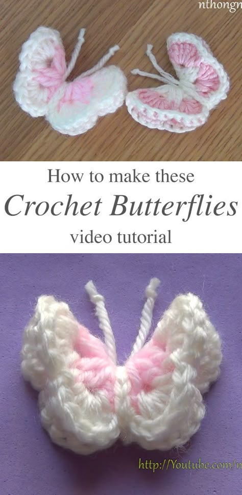 Crocheted Butterflies Free Pattern, Football Crochet, Leg Warmers Crochet Pattern, Crochet Butterfly Free Pattern, Crochet Butterflies, Butterfly Crochet, Crochet Butterfly Pattern, Butterfly Tutorial, Crochet Leg Warmers