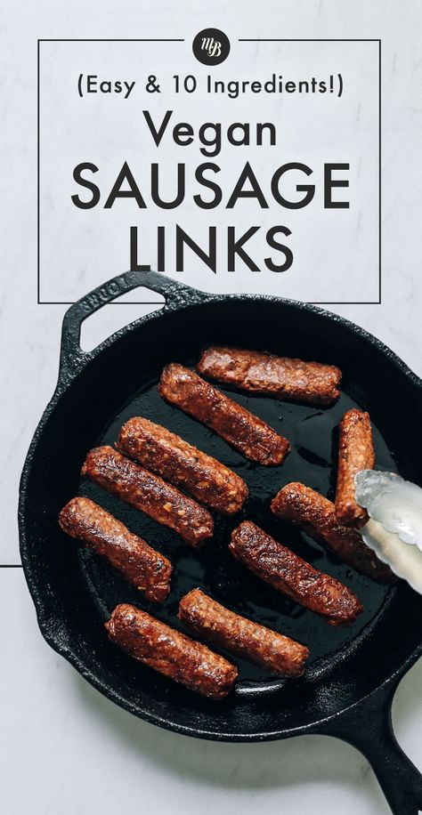 Need a SIMPLE & comforting breakfast idea? Our Easy Vegan Sausage Links might be your answer! Just 10 INGREDIENTS required including rolled oats, omega-rich walnuts, and pinto beans! They're SMOKY, savory, and soooo satisfying! #vegansausage #plantbased #easyrecipes #weekendbrunch #veganbreakfast Tofu Sausage, Frozen Tofu, Vegan Sausage Recipe, Sausage Recipe, Minimalist Baker, Sausage Links, Desserts Vegan, Vegan Sausage, Perfect Lunch