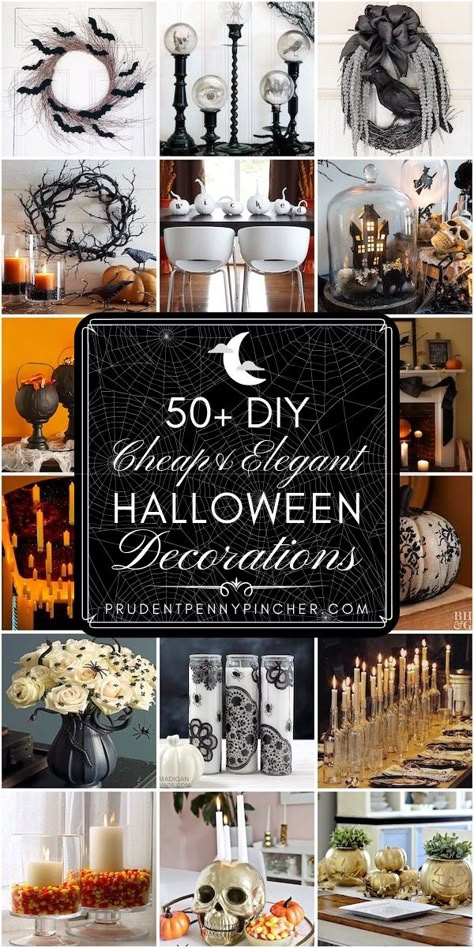 50 DIY Cheap and Elegant Halloween Decorations #halloween #halloweendecorations #halloweendecor #diy #fall #halloweendiy Elegant Halloween Decorations, Sophisticated Halloween Party, Diy Halloween Dekoration, Martha Stewart Halloween, Do It Yourself Decoration, Halloween Chic, Dollar Store Halloween Decorations, Elegant Halloween Decor, Classy Halloween