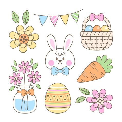 Easter Doodles Easy, Easter Doodles, Banner Doodle, Easter Drawings, Bunny Drawing, Easter Stickers, Easter Clipart, Easter Printables, Thanksgiving Kids