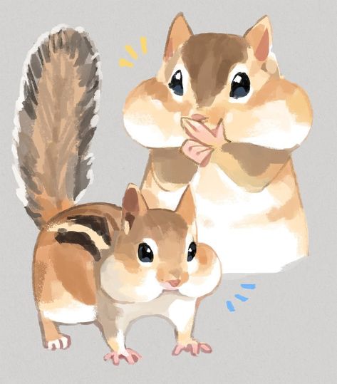 Animal Marker Drawing, Cute Winter Animals Drawing, Cute Chipmunk Drawing, Squirrel Fursona, Chipmunk Sketch, Chibi Squirrel, Squirrel Character Design, Chipmunk Illustration, Chipmunk Drawing