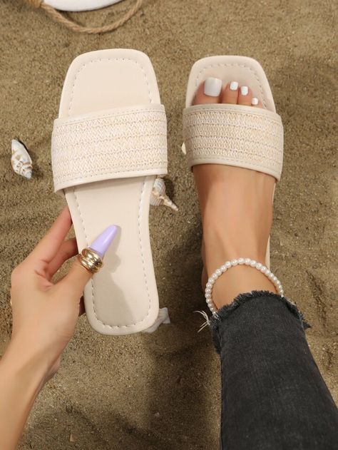 Flat Slippers For Women, Bling Sandals, Women Flat Sandals, Flat Slippers, Outer Women, Slippers For Women, Flat Slipper, Girly Shoes, Heel Slippers