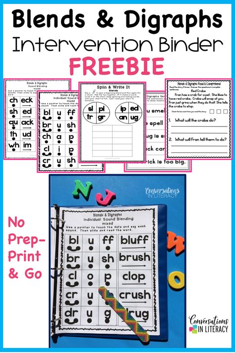 Blends and Digraphs activities for fun learning in the kindergarten, first grade and second grade classroom.  Free teaching ideas for games, printables and alternatives to worksheets for your struggling readers and elementary students. #phonics #decoding #readinginterventions #guidedreading #conversationsinliteracy #blendsanddigraphs Decoding Activities, Phonics Interventions, Digraphs Activities, Work Binder, Blends Activities, Fluency Activities, Blends And Digraphs, Fun Classroom Activities, Word Work Activities