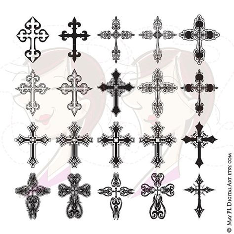 Cross Digital Clipart Ornate Christian Orthodox Gothic Crosses Graphics Christmas Easter Sympathy Cardmaking DIY Cards Scrapbook 10634 Cross Drawing, Celtic Cross Tattoos, Cross Tattoos, Cross Christian, Gothic Cross, Gothic Crosses, Line Artwork, Cross Art, Crosses Decor