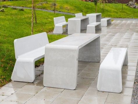 Cement Bench with back KYOTO SEAT | Bench with back by VESTRE_5 Neutral Outdoor Furniture, Cement Bench, Stone Furniture, Terrace Ideas, Bench With Back, Outdoor Benches, Seat Bench, Concrete Bench, 2022 Design