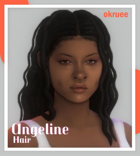 angeline hair | okruee on Patreon Sims 4 Cc Hair Swatches, Sims 4 Afro Hair, Sims Lookbook, San Myshuno, Sims 4 Black Hair, Mod Hair, Pelo Sims, 4 Characters, Sims 4 Mm Cc