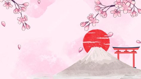 Mount Fuji Japan, Fuji Japan, Ppt Background, Pink Cartoon, Japan Flag, Slide Background, Powerpoint Background, Festival Background, Aesthetic Japan