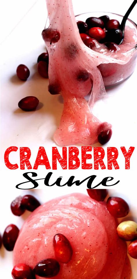 STOP! Here is the BEST cranberry slime! Learn how to make slime that is perfect for Thanksgiving and the Fall season. AMAZING DIY cranberry slime that kids, tweens and teens will love. Fun and easy cranberry. Try this homemade cranberry slime today! Cranberry Sensory Play, Thanksgiving Slime, Fall Slime, Science Projects For Preschoolers, Glitter Food, Homemade Slime Recipe, Preschool Craft Activities, Slime Ideas, Crunchy Slime