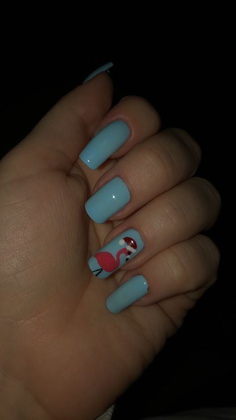 Christmas flamingo nails Christmas Nails For Florida, Christmas Beach Vacation Nails, Christmas Flamingo Nails, Christmas In July Nails, Florida Christmas Nails, Beachy Christmas Nails, Christmas Cruise Nails, Beach Christmas Nails, Christmas Beach Nails