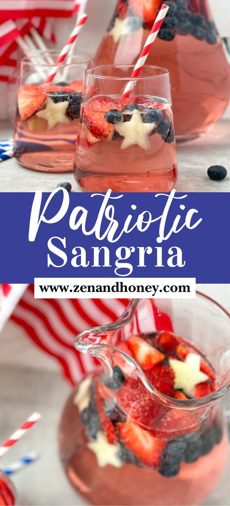 Red White And Blue Sangria – is a patriotic drink that is perfect to serve for a large crowd. It’s a sweetened, refreshing cocktail recipe perfect for celebrating the 4th of July. Patriotic sangria recipe that is going to be loved at your red, white and blue party! Sangria Recipes 4th Of July, July 4th Sangria Recipes, 4 Of July Drinks Alcohol, Fourth Of July Alcoholic Punch, Large Batch 4th Of July Cocktail, 4th Of July Cocktail Recipes, 4th Of July Sangria Recipes, July 4 Drinks Alcohol, 4th Of July Drink Ideas