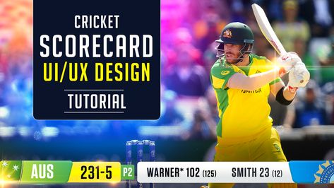 Leran to design Cricket Scorecard Interface Design in photoshop #photoshop #tutorial #heyjaistudio #cricketscorecard #scorecard #uidesign #uxdesign #ui #ux #cricket Cricket Score Card, Broadcast Graphics, Design In Photoshop, Match Score, Cricket Score, Cricket Match, Display Design, Creative Commons, Interface Design