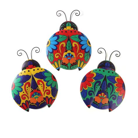 Metal Ladybugs Outdoor Wall Decor,Mexican Pottery Outdoor Decor,Talavera Garden Decoration Hanging for Fence,Yard, Patio,Living Room,Bedroom,Muticolored Talavera Pottery Garden, Talavera Garden, Mexican Pottery Decor, Ladybug Wall Art, Outdoor Living Decor, Talavera Pottery, Garden Pottery, Mexican Talavera, Mexican Pottery