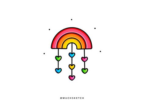 Happy little rainbow 💕✨🌈 by Much Sketch on Dribbble Rainbow Doodles Cute, Rainbow Doodle Art, Cute Rainbow Drawings, Cute Colorful Doodles, Drawing Ideas Rainbow, Rainbow Drawing Ideas, Rainbow Sketch, Drawing Ideas Doodles, Rainbow Doodles