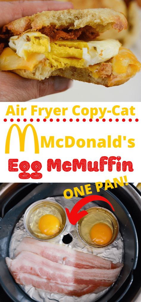 The Best Air Fryer McDonald's Copy Cat Egg McMuffin #CopyCat #EggMcMuffin #AirFryer Food Ninja, Air Fryer Recipes Wings, Breakfast Hacks, Airfryer Breakfast, Air Fryer Recipes Low Carb, Cat Egg, Air Fryer Recipes Breakfast, College Food, Egg Mcmuffin