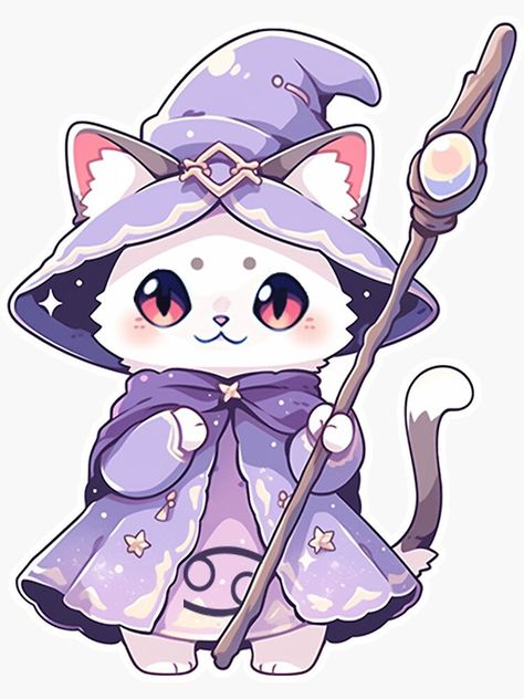 Oc Poses, Cat Wizard, Zodiac Stickers, Cell Parts, Pink Witch, Cat Magic, Wizard Cat, Taurus Zodiac Facts, Zodiac Art