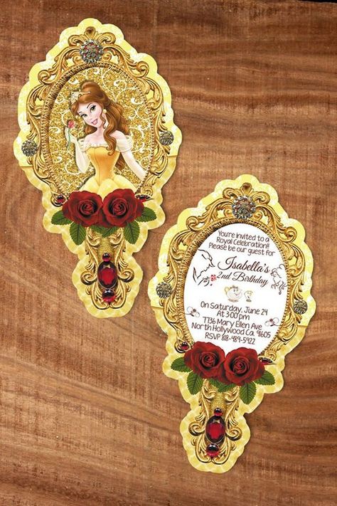 20 personalized beauty and the beast mirror invitation Beauty And The Beast Mirror, Mirror Invitation, Princess Belle Party, Belle Birthday Party, Beauty And Beast Birthday, Beauty And Beast Wedding, Beauty And The Beast Theme, Belle Birthday, Invitation Layout