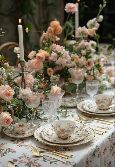 English Garden Design Ideas, Wedding Dinner Table Setting, Garden Wedding Table, English Garden Ideas, Dinner Table Set Up, Wedding Table Set, Tea Table Settings, English Garden Design, Tea Party Table