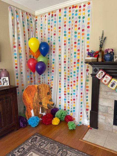 Brown Bear Book Birthday Party, Brown Bear Eric Carle Birthday, Brown Bear Brown Bear Cake, Brown Bear Brown Bear Birthday Party, Brown Bear Party, Brown Bear Birthday Party, Diy Birthday Party Games, Brown Bear Birthday, Toddler Birthday Themes