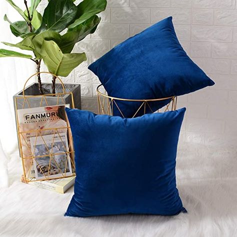 Soft Throw Pillows, Blue Pillows Decorative, Bed Chair, Blue Sofa, Blue Cushions, Sofa Cushion Covers, Sofa Couch Bed, Velvet Pillow Covers, Velvet Throw Pillows