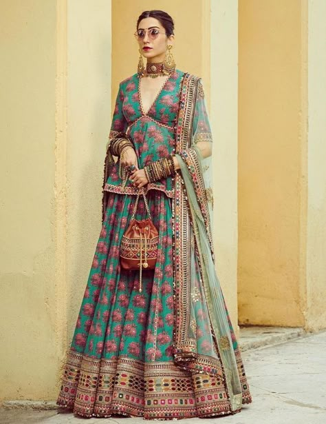 Not Just Lehengas, Here Are 45+ Sabyasachi Blouses You'll Fall Hard For! | WedMeGood Sabyasachi Blouses, Long Blouse Designs, Wedding Blouse Designs, Traditional Indian Outfits, Embroidered Tulle, Bridal Blouse Designs, Dress Indian Style, Chaniya Choli, Indian Designer Outfits