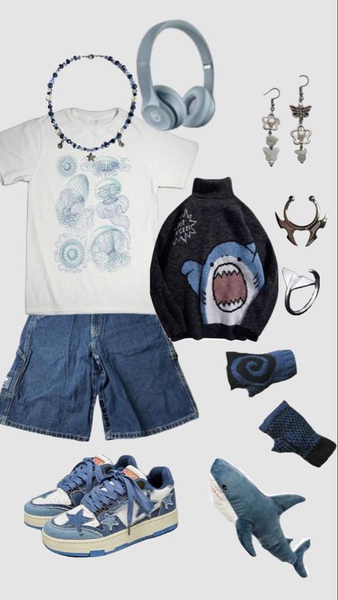 Shark Clothes, Silly Clothes, Summer Jewellery, Cooler Style, Mode Hippie, Funky Outfits, Swaggy Outfits, Really Cute Outfits, Casual Style Outfits