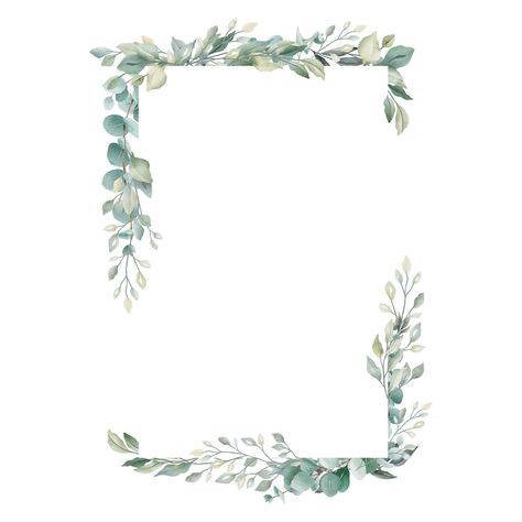 Eucalyptus Border Design, Eucalyptus Border, Eucalyptus Design Illustration, Save The Date Ideas Eucalyptus, Save The Date Eucalyptus, Eucalyptus Clipart, Leaf Frame, Eucalyptus Leaf, Border Png