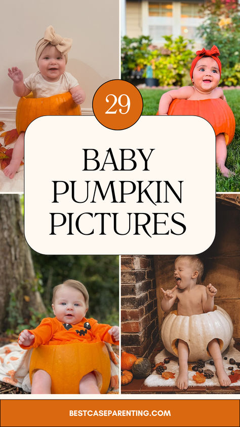 Adorable collage of babies dressed in pumpkin outfits or sitting inside pumpkins, perfect for fall photo inspiration. Cute autumn-themed baby photos with cozy, festive vibes, capturing the essence of the season. Baby In A Pumpkin Photo Ideas, Baby Pumpkin Pictures, Baby Pumpkin, Pumpkin Pictures, Pumpkin Photos, Pumpkin Costume, Sweet Pumpkin, Pumpkin Theme, Mini Pumpkins