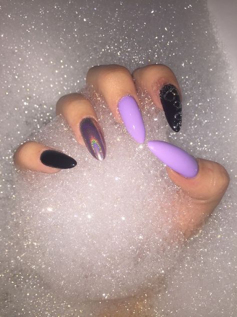 Black And Purple Nails, Nail Nail Designs, Acrylic Nails Ideas, Summer Nails Art, Nail Art Easy, Nail Art Inspo, Nails Art Ideas, Art Designs Ideas, Wow Nails