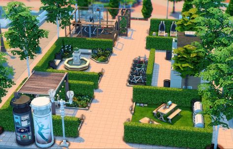 Sims Bar, Sims 4 Park, Sims Park, Ts4 Lots, Bloxburg Hacks, Sims Builds, Sims 4 House Building, Aircraft Interiors, Sims Ideas