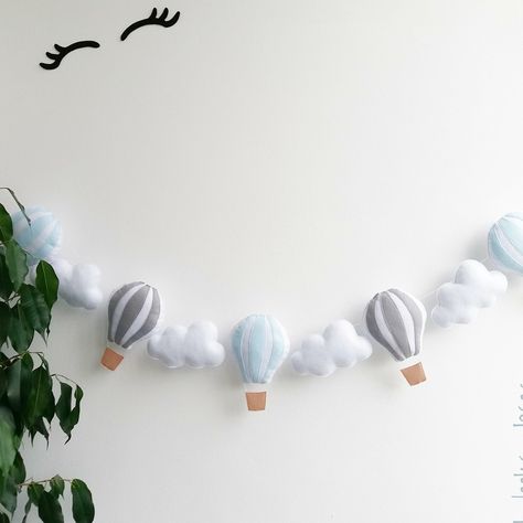 Hot Air Balloon Nursery Theme, Hot Air Balloon Nursery Decor, Kids Wall Hanging, Adventure Wall, Travel Nursery, Hot Air Balloon Nursery, Mint Grey, Adventure Nursery, Trendy Baby Nursery