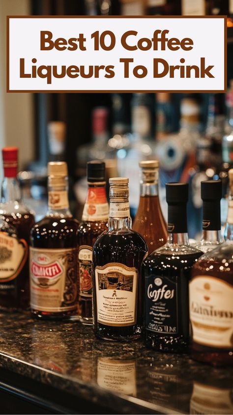 A selection of coffee liqueur bottles arranged on a bar countertop, ready for mixing into cocktails and desserts. Coffee Liquor Drinks, Alcoholic Coffee Drinks, Coffee Liquor, Coffee Notes, Liqueur Recipes, Coffee Milkshake, Coffee With Alcohol, Liqueurs Recipes, Chocolate Liquor