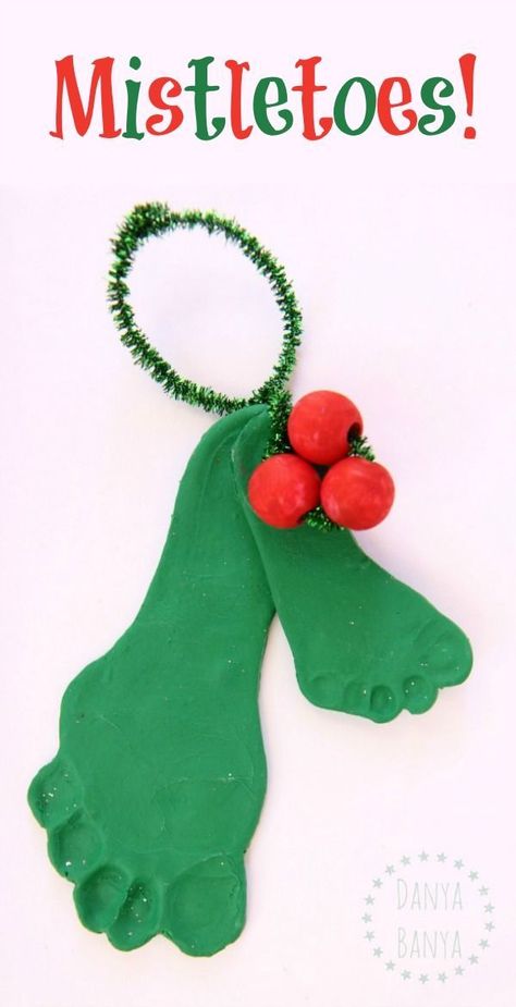 Mistletoes - cute baby and toddler sibling footprint mistletoe Christmas ornament keepsake. This is my absolute favourite DIY Christmas decoration - look how teeny their feet were! Makes me broody every single year. Mistletoes Footprint Craft, Mistletoe Footprint, Footprint Craft, Footprint Crafts, Kids Christmas Ornaments, Clay Christmas, Preschool Christmas, Toddler Christmas, Christmas Gifts For Girls