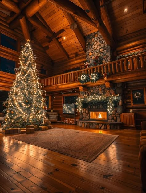 Classic Country Christmas, Texas Christmas Aesthetic, Living Room With Natural Wood, Country Christmas Aesthetic, Christmas Living Room Decor Cozy, Zepeto Wallpaper, Americana Christmas, Cabin Christmas Decor, Christmas Interior Decor