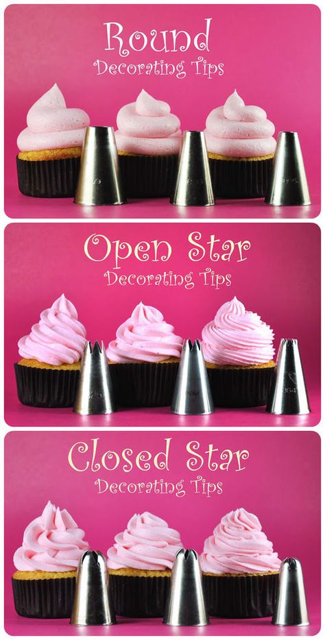 Ways To Decorate Cupcakes, Cupcake Frosting Tips, Decorate Cupcakes, Strawberry Cream Cakes, Cupcake Decorating Tips, Icing Piping, Cupcakes Decorados, Frosting Tips, Icing Tips