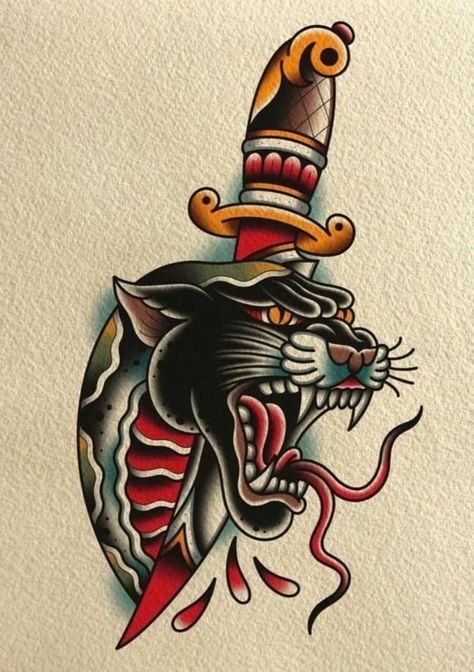 Japan Dragon, Traditional Tattoo Drawings, Old Scool, Traditional Tattoo Inspiration, Traditional Tattoo Designs, Traditional Style Tattoo, Panther Tattoo, Traditional Tattoo Sleeve, Old School Tattoo Designs