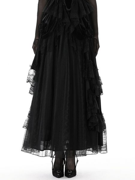 Skirt Haute Goth, Long Black Maxi Skirt, Goth Skirts, Dark Skirts, Victorian Skirt, Gothic Skirt, Dark In Love, Gothic Skirts, Gothic Tops