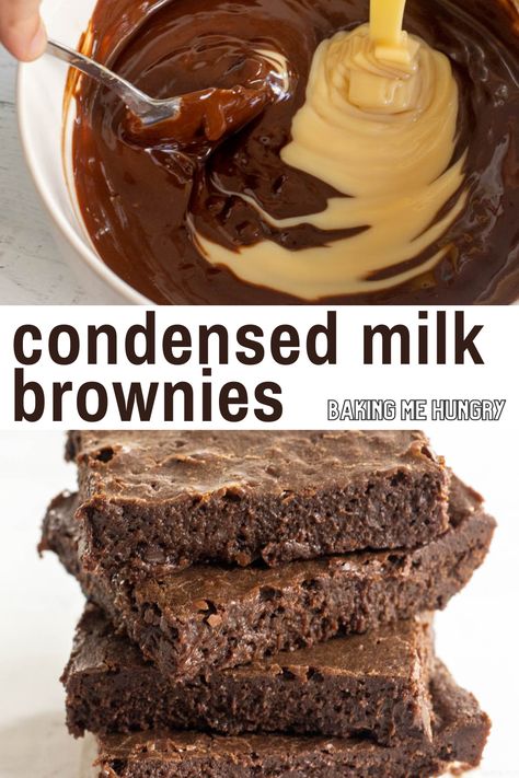 Choc Chip Pound Cake, Brownies With Condensed Milk, Condensed Milk Brownies, Homemade Brownies From Scratch, Cookie Brownie Recipes, Boxed Brownie Recipes, Fudgy Homemade Brownies, Make Condensed Milk, Cookie Bars Recipes