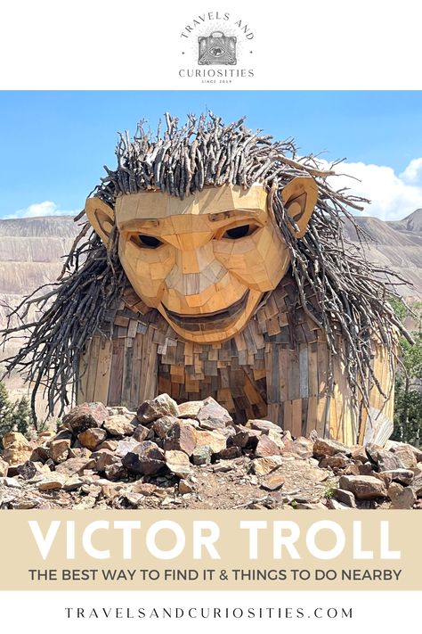 Visit Colorado’s second troll sculpture by Danish artist Thomas Dambo, perched above the curious and historic mining towns of Victor and Cripple Creek. Travel and Curiosities features curious travel destinations and hidden gems. Discover off-the-beaten-path places to visit and oddities and curiosities from around the world. Teller County Troll | Victor Troll | Things to do in Cripple Creek | Cripple Creek Colorado | Thomas Dambo | Hidden Gems in Colorado | Trolls Hidden Gems Colorado, Thomas Dambo Trolls, Trolls Under The Bridge, Cripple Creek Colorado, Crazy Horse South Dakota, Forestville Mystery Cave State Park, Riff Trolls World Tour, Camping Colorado, Cripple Creek