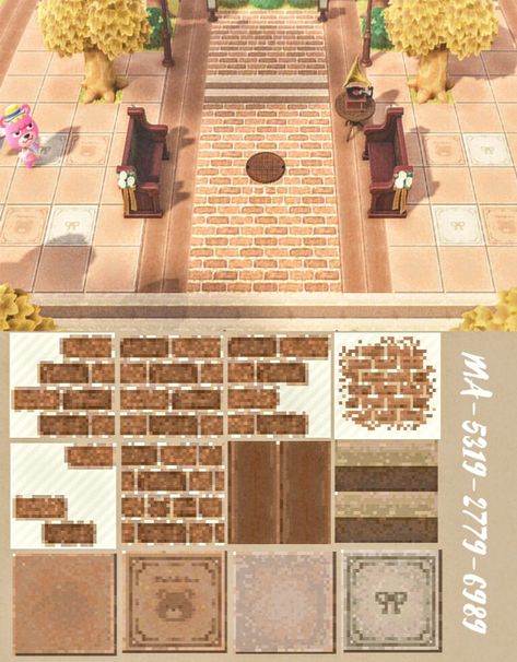 Animal Crossing Kody, Acnh Brick Path Design Code, Brick Path Animal Crossing, Animal Crossing Brick Path, Acnh Brick Path Design, Acnh Motifs, Acnh Paths, Motif Acnl, Brick Path