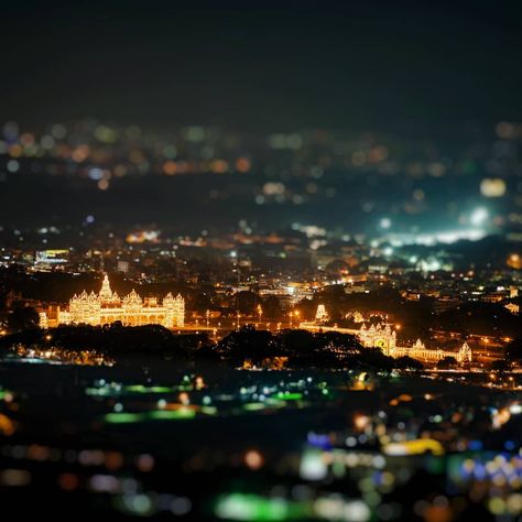 Oh wow Mysore! What an incredible sight this was! The stunning Mysore palace as seen from Chamundi Hills. My camera, for a brief moment,… Chamundi Hills Mysore, Mysore Dasara, Mysore Palace, Night Pics, Night View, Mysore, Airplane View, Palace, The Incredibles