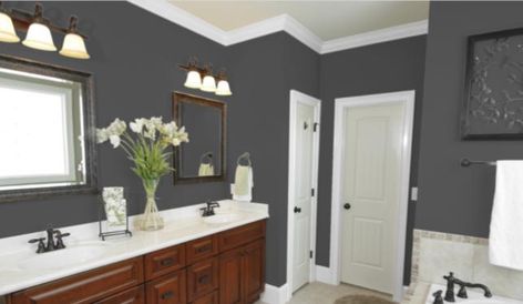 Charcoal gray is a bold color with depth and drama that is perfect for high contrast looks. While you might mistake some of the darker charcoals for b... | 11 Peppercorn by Sherwin Williams Studio Blue Green Sherwin Williams, Charcoal Paint Colors, Best Blue Green Paint Colors, Blue Green Paint Colors, Green Paint Colors Bedroom, Behr Blue, Green Bathroom Paint, Blue Green Paint, Blue Green Bedrooms