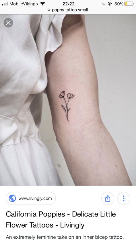 California Poppy Tattoo, Poppy Flower Tattoo, Poppy Tattoo, Poppies Tattoo, Cute Small Tattoos, Flowers Tattoo, Poppy Flowers, Sunflower Tattoo, California Poppy