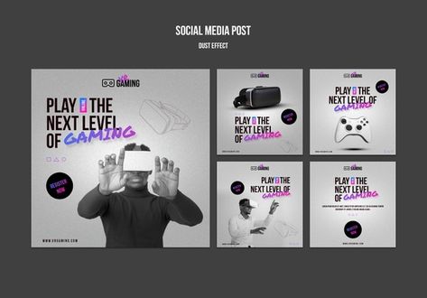 Virtual reality gaming social media post... | Free Psd #Freepik #freepsd #technology #digital #glasses #game Graphic Design School, Social Medi, Virtual Reality Games, Social Media Games, Social Media Design Inspiration, Social Media Business, Instagram Story Template, Instagram Post Template, Post Templates