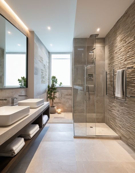 Modern Luxury Redefined: 49 Unique Bathroom Ideas for the Ultimate Retreat His And Her Vanities Master Bath, 2024 Master Bath Trends, Spare Bathroom Ideas, Modern House Bathroom, Dream Bathrooms Luxury Modern, Unique Bathroom Ideas, Walk In Bathroom Showers, Bathroom Modern Luxury, Bathroom Shower Ideas