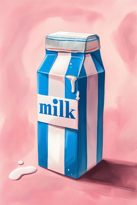 Discover and download free images Spilled Serenity: A Carton of #Milk on Pastel Pink https://aifusionart.com/spilled-serenity-a-carton-of-milk-on-pastel-pink-2/?utm_source=facebook&utm_medium=social&utm_campaign=ReviveOldPost #Dairy Pastel Packaging Design, Pastel Packaging, Carton Of Milk, Milk Painting, Spilled Milk, Fusion Art, Milk Carton, Milk Bottle, Download Free Images