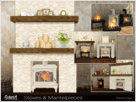 A set of 4 wood stoves and 4 fireplace shelves.  Found in TSR Category 'Sims 4 Miscellaneous Sets' Fireplace Shelves, Floor Shelf, Wicker Tray, The Sims 4 Download, Sims 4 Downloads, Sims Four, Sims 4 Update, Sims 4 Cc Furniture, Sims 4 Build