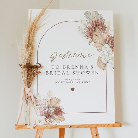 BRENNA Boho Arch Earth Tone Dry Palm Bridal Shower Foam Board Earth Tone Decoration Party, Bridal Shower Desert, Bridal Shower Arch, Boho Themed Party, Bohemian Bridal Shower, Boho Arch, Bridal Shower Inspo, Party Entrance, Wedding Bohemian