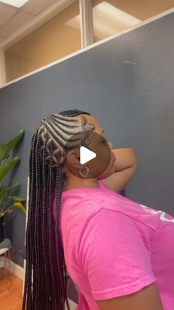 Lemonade Braids With Knotless, Plaits Hairstyles Black, Plait Hairstyles, Big Twist Braids Hairstyles, I Overthink, Cornrows With Box Braids, Braids Boxbraids, Lemonade Braids Hairstyles, Lemonade Braids