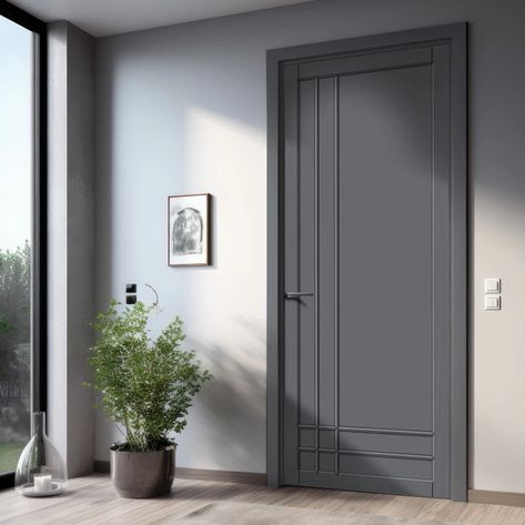 Urban Lite® - Vietas Panel Door DD0122P - Dark Grey Premium Primed - B Bathroom Door Handles, Joinery Tools, Grey Doors, Internal Door, Panel Door, Wood Grain Texture, Steel Door, Door Sets, Door Trims